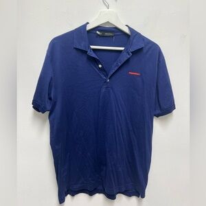 DSQUARED2 Men's Navy Polo Shirt with Orange Logo